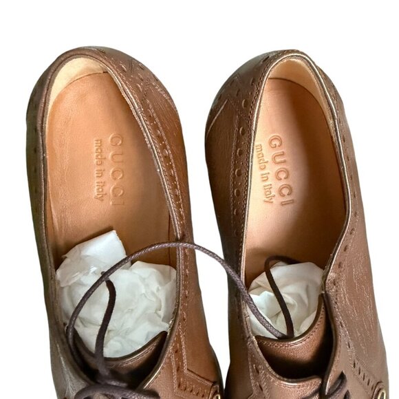 Gucci 745831 Men's Auroville Goat Brown Sugar Lace-up Loafer Shoe multiple sizes - Picture 7 of 13